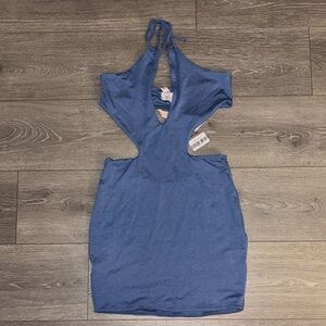 Oh Polly Deep Blue Halter Backless Dress